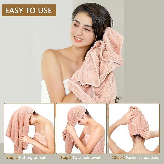 Microfiber towel, dry hair towel super absorbent - 20X40 inches white (1 piece)