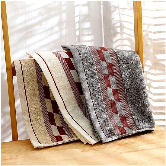 Bathroom Hand Towels 100% Cotton Super Soft Ring Spun Highly Absorbent and Durable, Size 14" x 29" 3-Pack (Grey+White+Khaki)