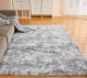 Fluffy plush rug 5x7 for living room bedroom home decoration, light gray