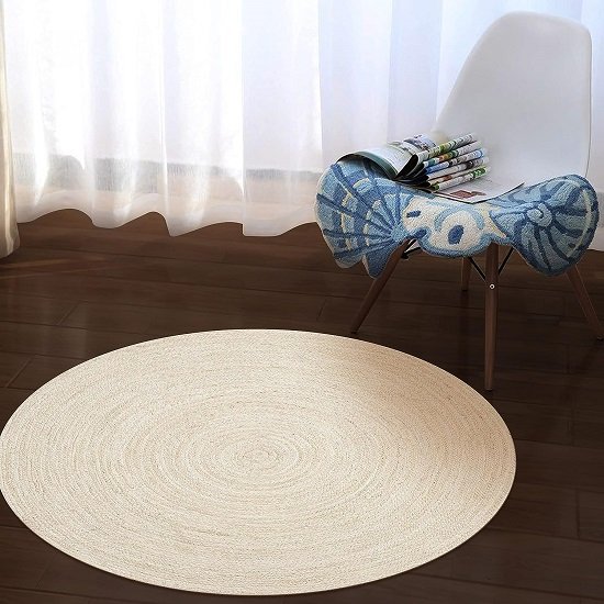 Woven Jute Rug 48x48 inch rectangular natural jute rug