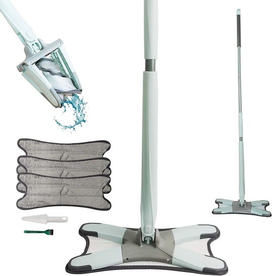 X-Type Microfiber Hardwood Floor Mop, with 3 Microfiber Mop Replace Pads,(Green)